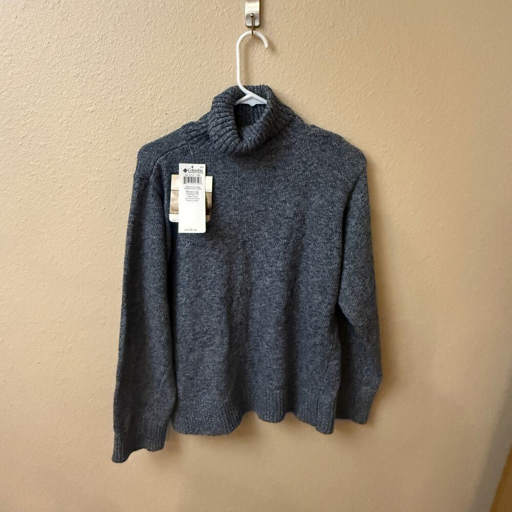 Columbia NWT Women's blue lake Tweed mock neck sweater XL cabincore Cozy Warm